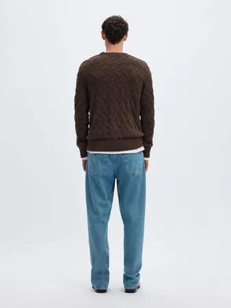 Slmcarlos Ls Cable Crew Neck N