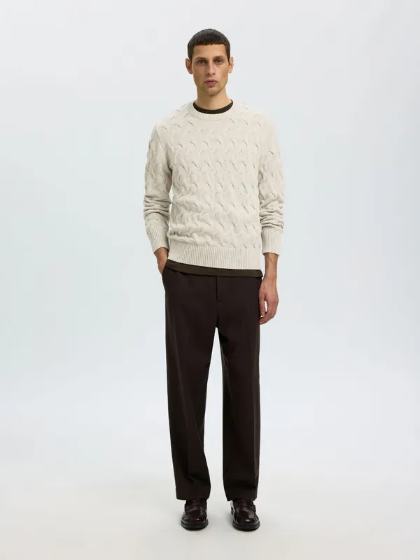 Slmcarlos Ls Cable Crew Neck N