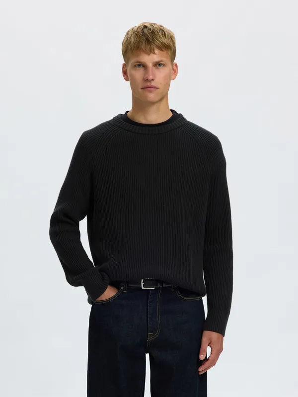 Slmcarlos Ls Cable Crew Neck N